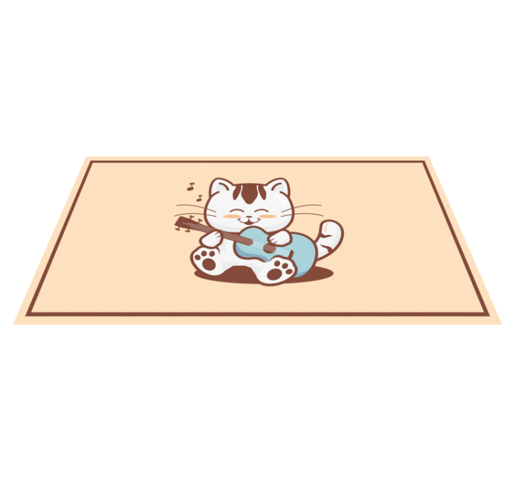 Vidám macska zenész vinil szőnyeg állat - TenStickers