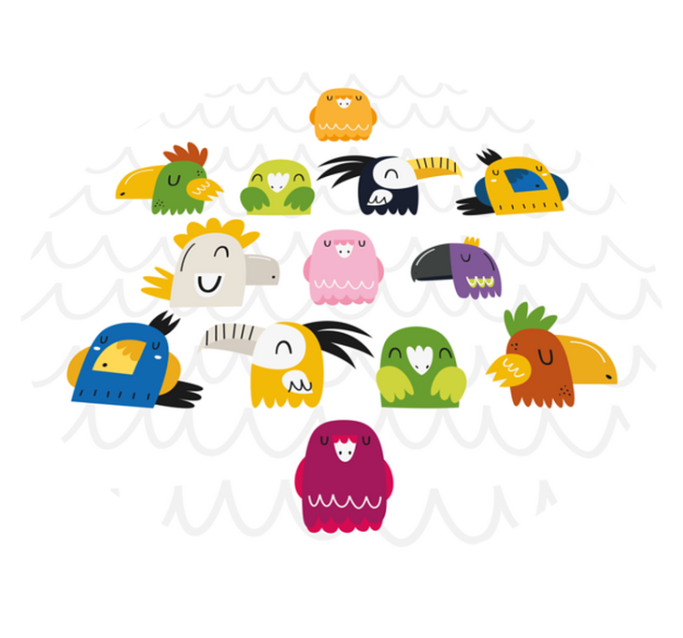 Színes madárarcok vinil szőnyeg gyerekek - TenStickers