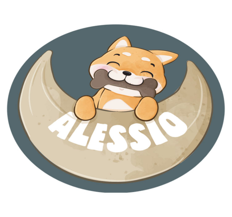 Kiskutya csonttal és névvel vinil szőnyeg mások - TenStickers