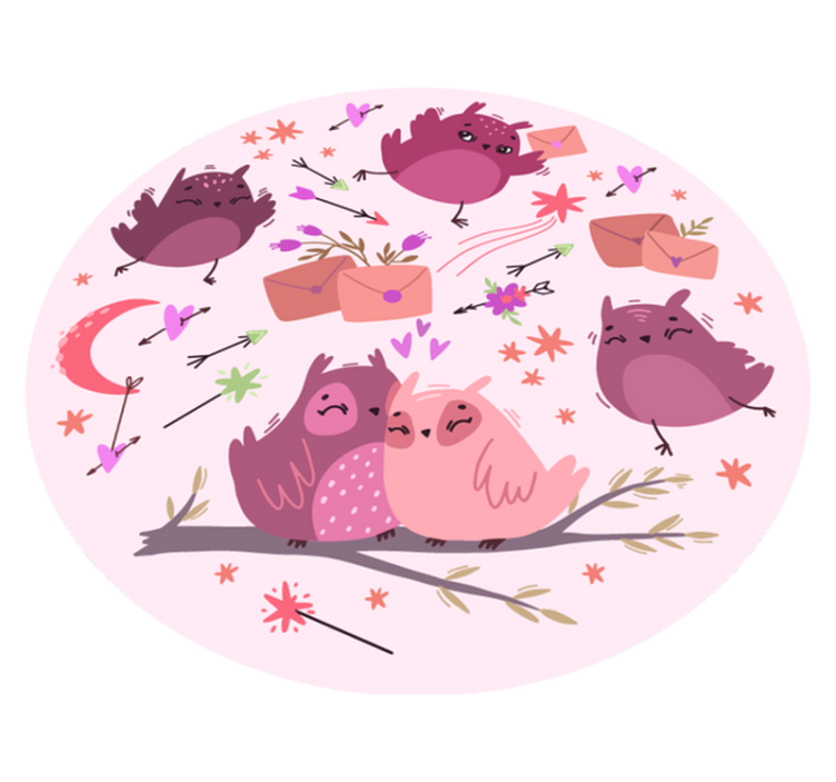 Lila baglyok vinil szőnyeg gyerekek - TenStickers