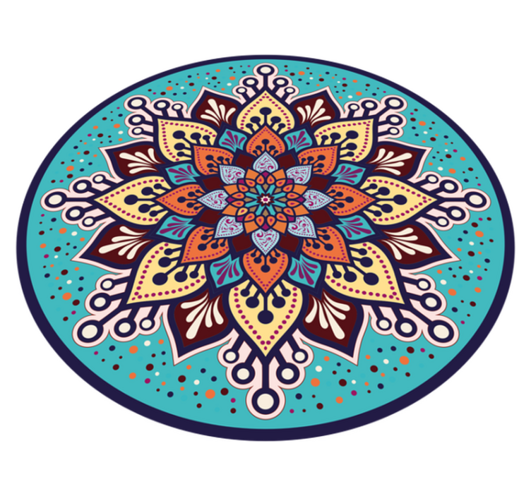 Kék és narancssárga nap mandala vinyl szőnyeget alkot - TenStickers
