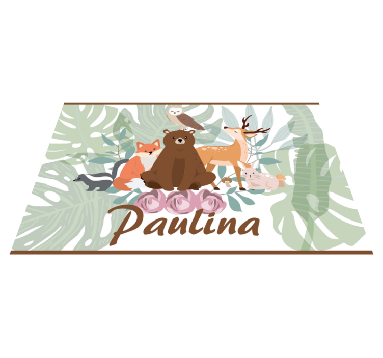 Lányos erdei állatok személyre szabott állatszőnyeg - TenStickers