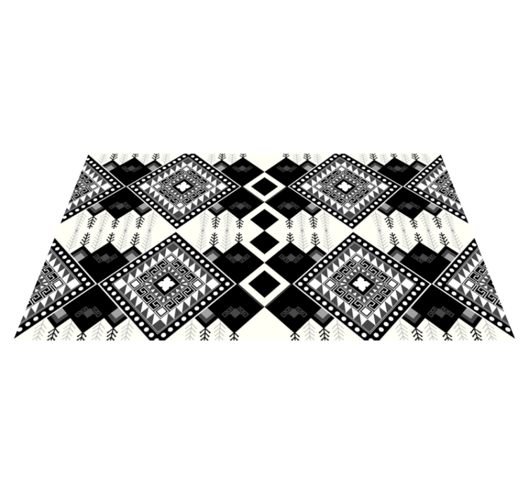 Fekete-fehér rombusz mintás padlószőnyeg - TenStickers