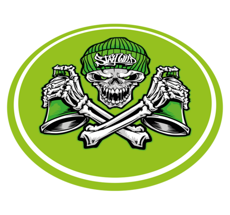 Zöld koponya szemüveg graffiti modern szőnyeg - TenStickers