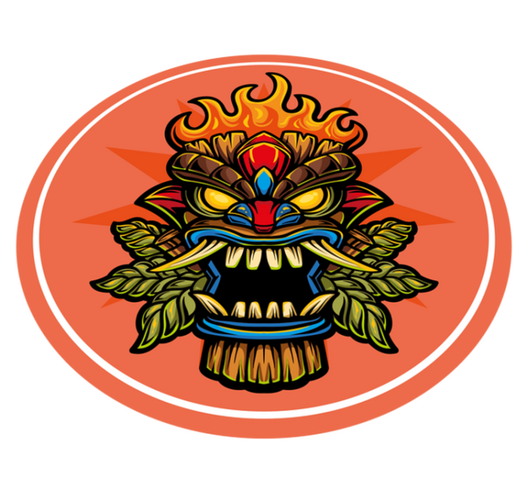 Tűz tiki maszk rajzfilm graffiti modern szőnyeg - TenStickers