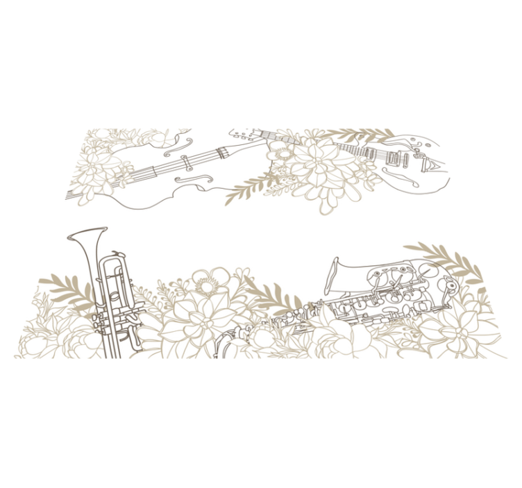 Zenés virágkötészet vinil szőnyeg virágok és növények - TenStickers