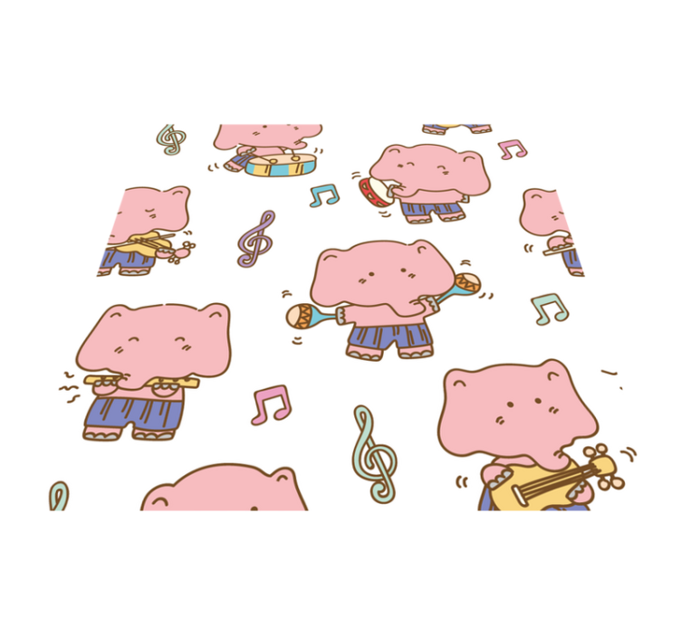 Elefánt zenész minta négyzet alakú vinil szőnyeg - TenStickers