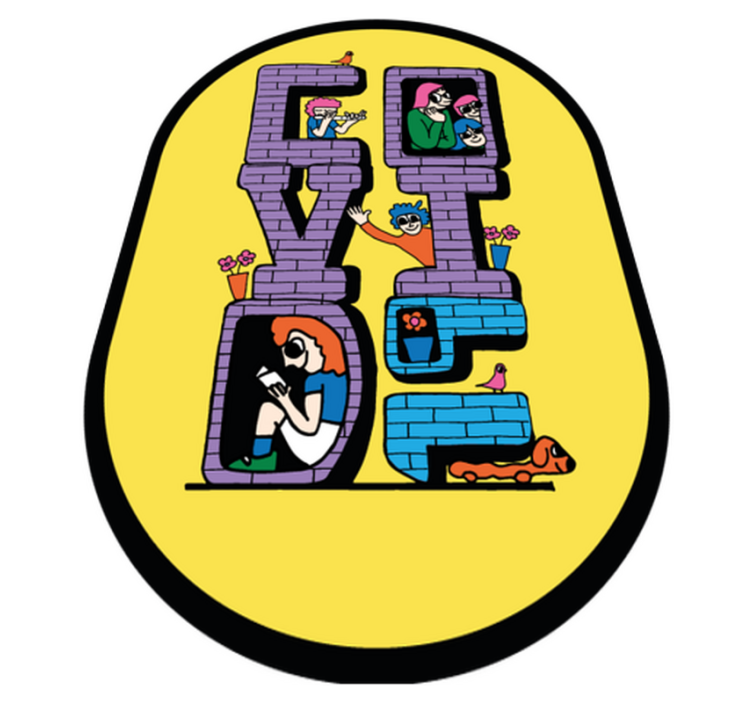 Covid karakterek otthon maradnak vinil szőnyeg mások - TenStickers