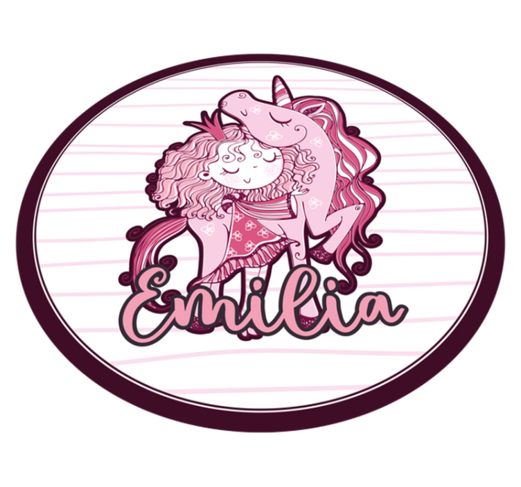 Aranyos unikornis páros Vinil szőnyeg nevekkel - TenStickers