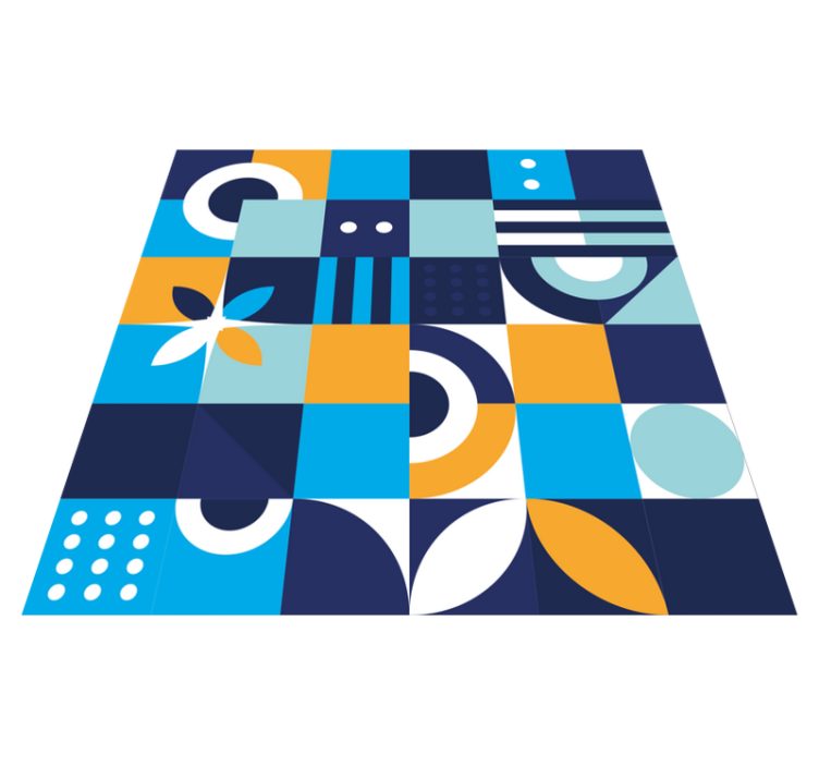 Geometrikus színes formák vinil szőnyeg csempe hatás - TenStickers