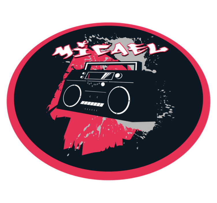 Retro boombox témájú vinil szőnyeg nevekkel - TenStickers