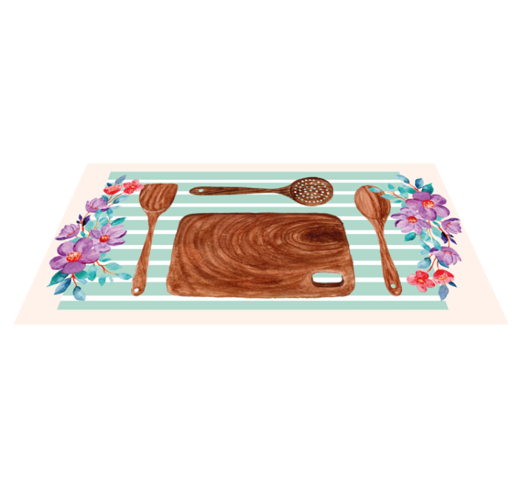 Virágos konyhai kiegészítők vinil szőnyeg konyha - TenStickers
