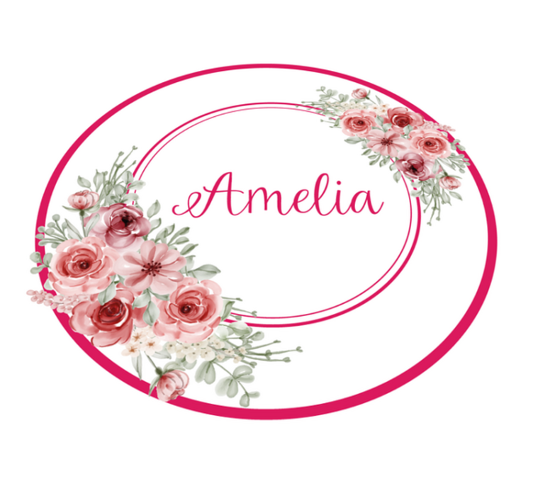 Virágos monogram névvel vinil szőnyeg hálószoba - TenStickers