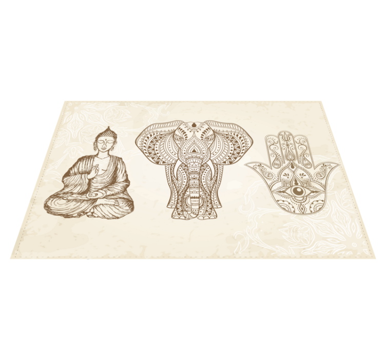 Buddha elefánt kéz vinil szőnyeg mandala - TenStickers
