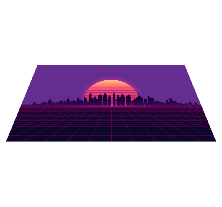 Vaporwave sunset 80-as évek stílusú vintage padlószőnyeg - TenStickers