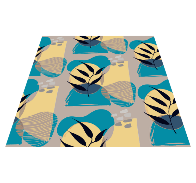 Absztrakt botanikai minta vinil szőnyeg virágok és növények - TenStickers