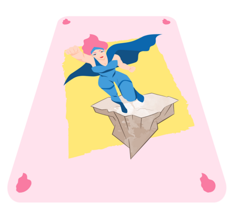 Szuperhős lány rózsaszín hajú gyerek vinil szőnyeg - TenStickers