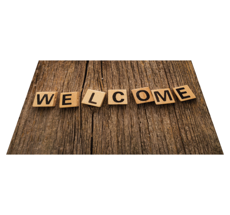 Vinil szőnyeg mondatokkal - fa betűk üdvözlet - TenStickers