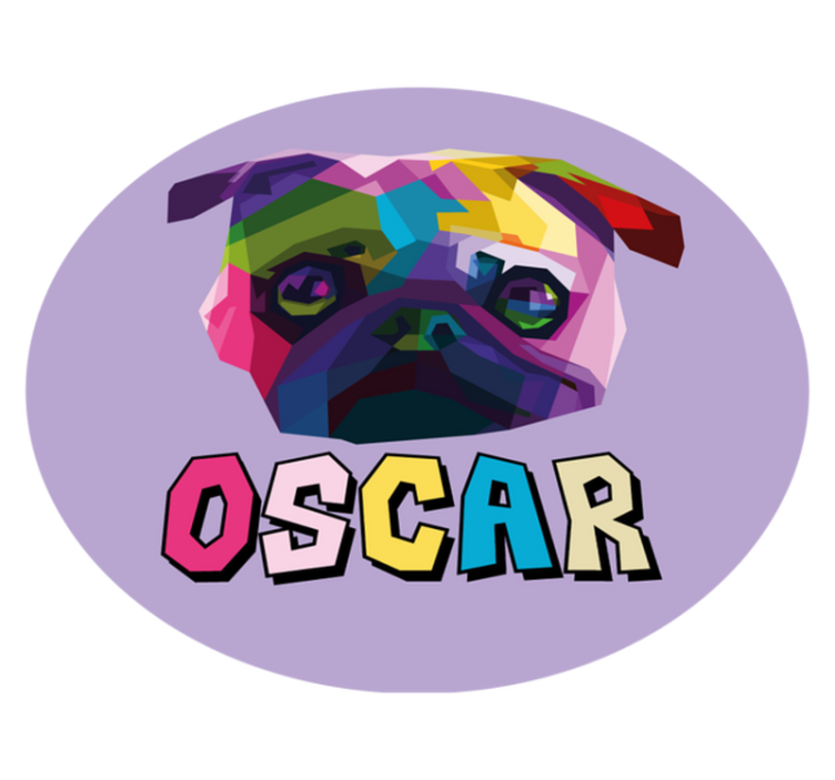 Geometrikus állatok mopsz kutya személyre szabott szőnyeg - TenStickers