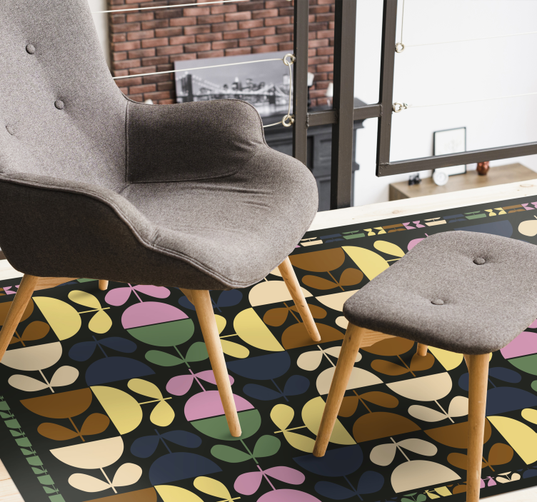 élénk levélmotívumok vinil szőnyeg csempe hatás - TenStickers