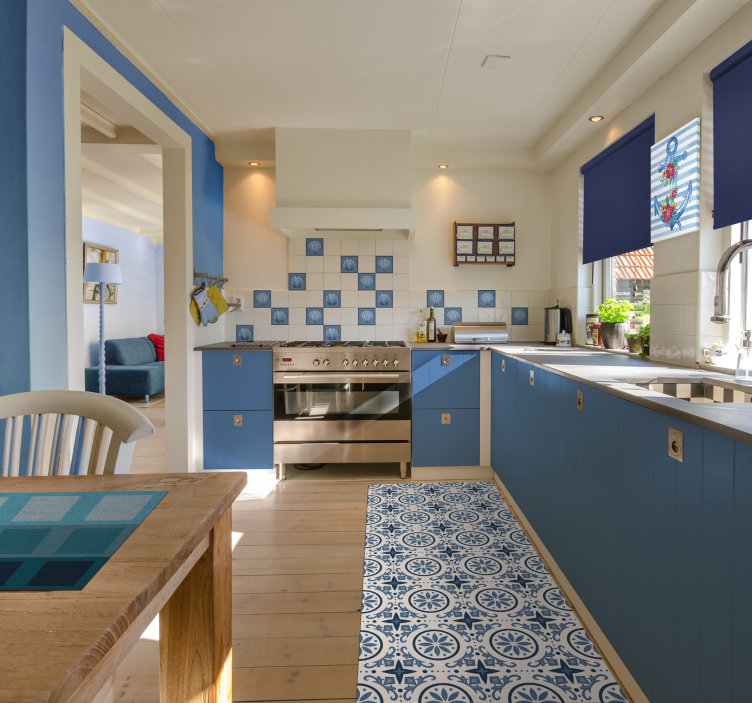 Kék tengerészeti minta vinil szőnyeg csempe hatás - TenStickers