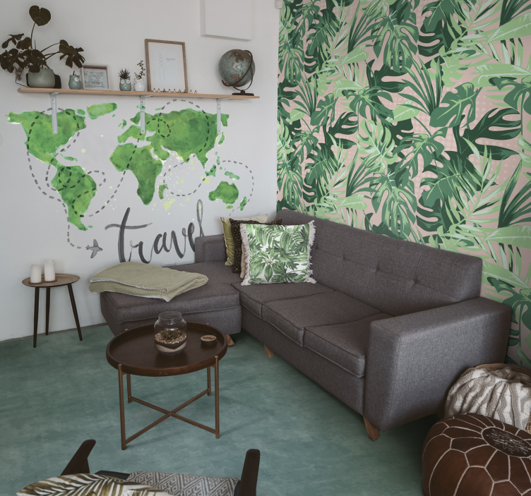 Nordic stílus halványzöld nordic vinyl szőnyeg - TenStickers