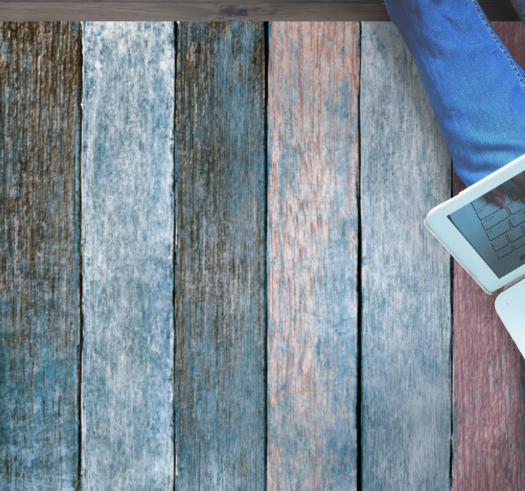 Rusztikus színes fa deszka textúra szőnyeg - TenStickers