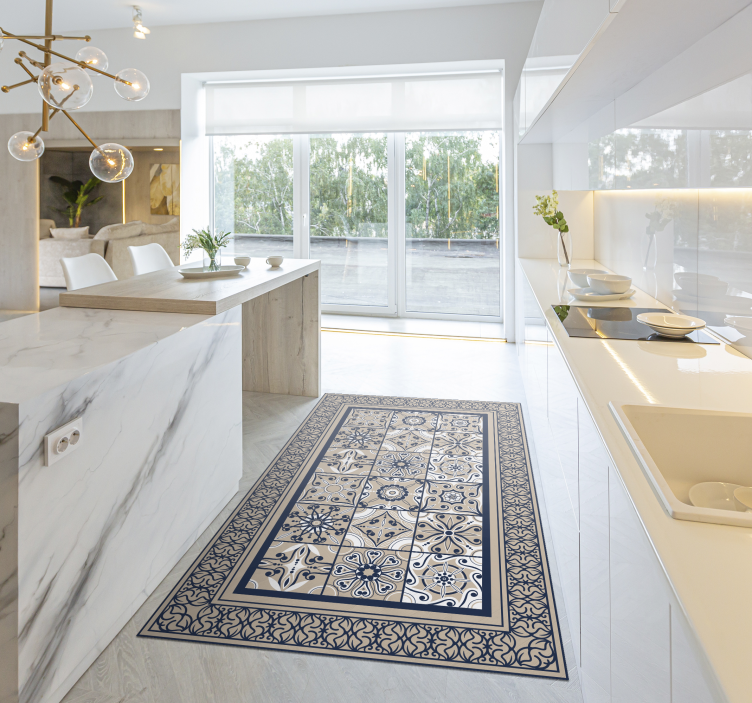 Bézs vintage csempehatású vinil szőnyeg - TenStickers