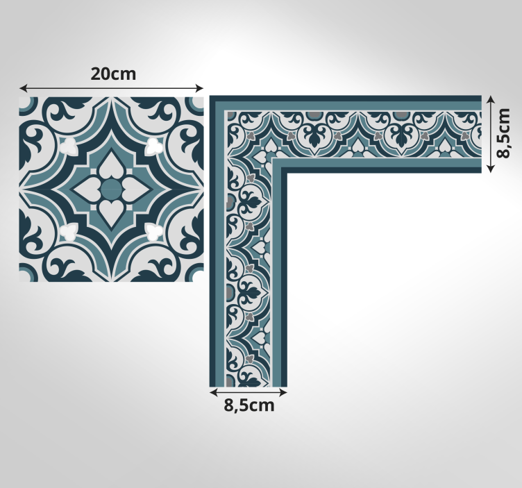 Ciánkék és kék klasszikus virágok csempe szőnyeg - TenStickers