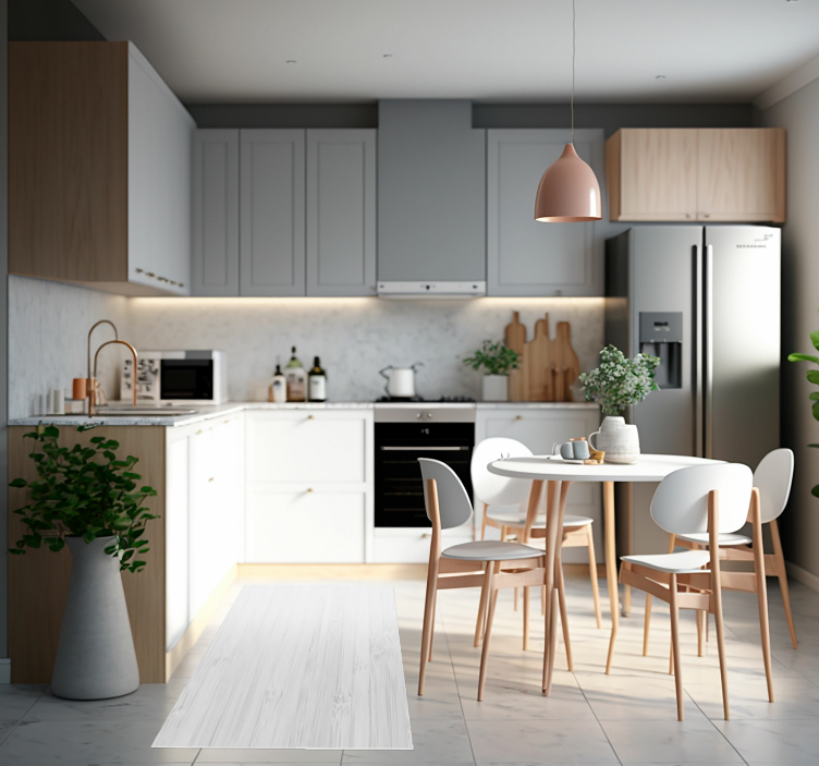 Fehér fa konyhai vinil szőnyeg - TenStickers