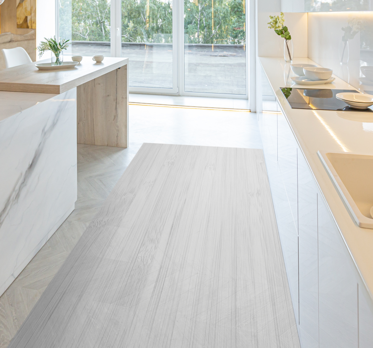 Fehér fa konyhai vinil szőnyeg - TenStickers