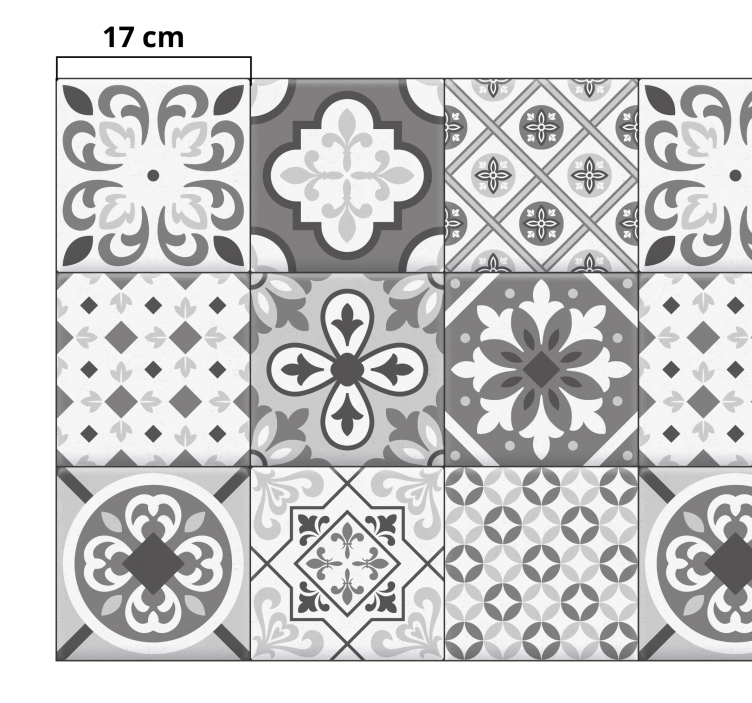 Hidraulikus csempehatás szürke színű cserépszőnyeg - TenStickers