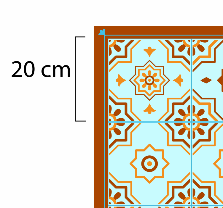 Narancssárga és kék mozaik csempe vinyl szőnyeg - TenStickers