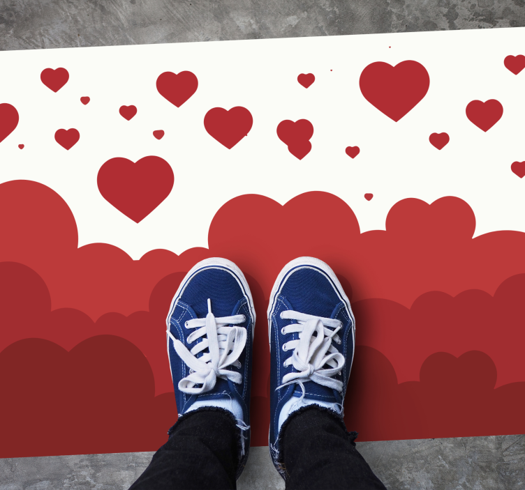 vinil szőnyeg hálószoba piros szív felhő minta - TenStickers