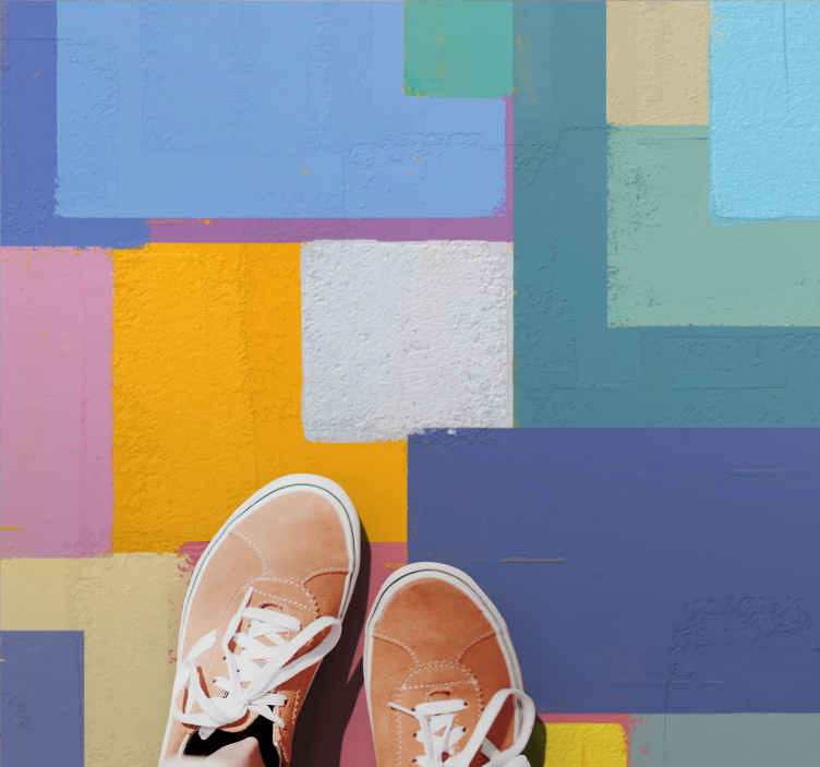 Absztrakt festmény színes négyzetek vinil szőnyeg - TenStickers