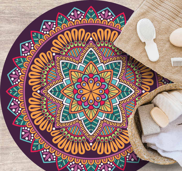 Absztrakt mandala virág alakú mandala vinil szőnyeg - TenStickers