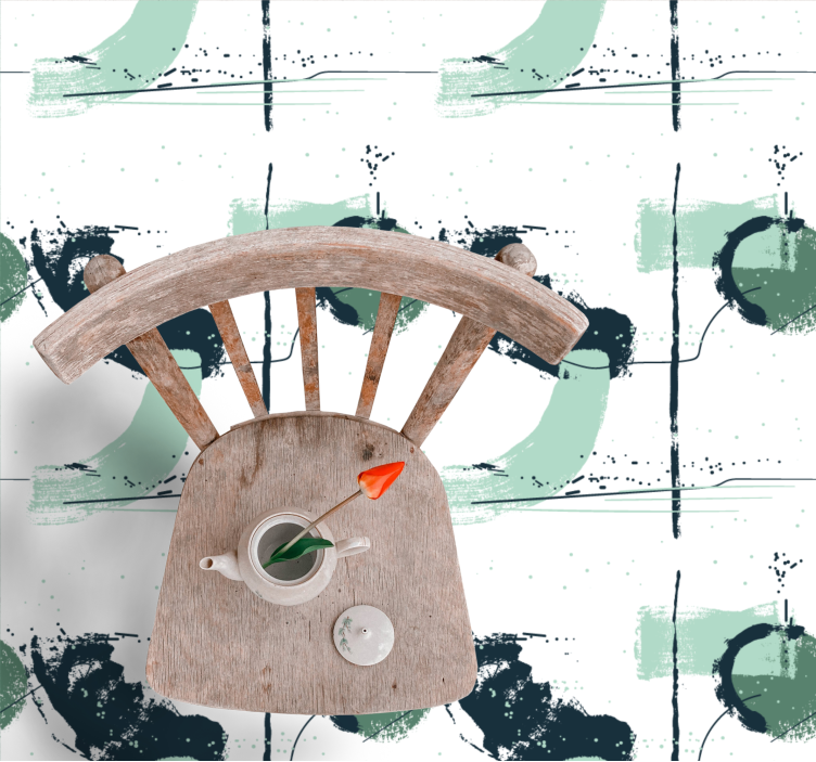 Absztrakt zöld ecsetvonások vinil szőnyeg minimalista - TenStickers