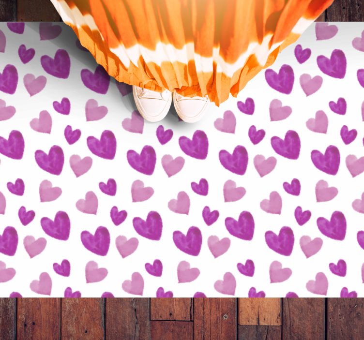 Akvarell rózsaszín szív minta nordic vinyl szőnyeg - TenStickers