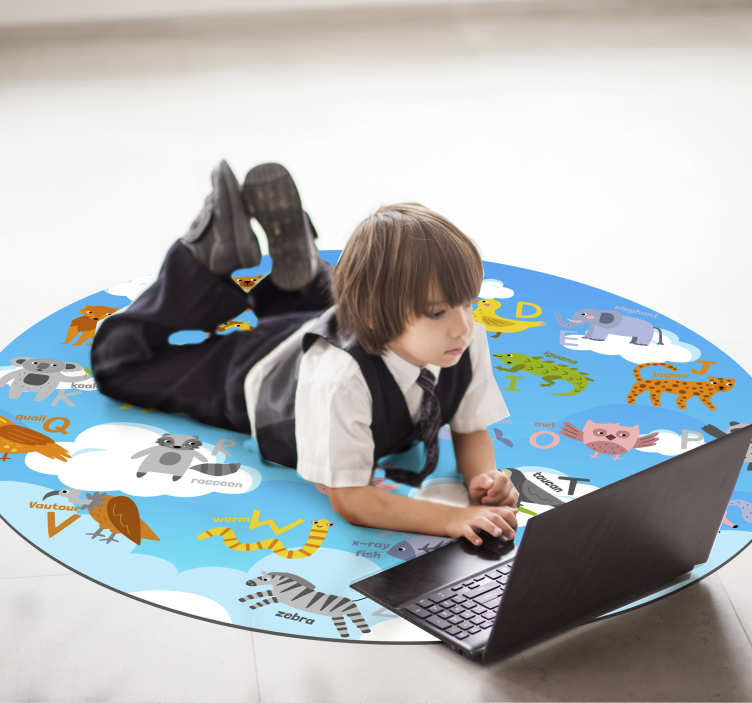 Alfabetikus állatkör Vinil szőnyeg kör alakú - TenStickers