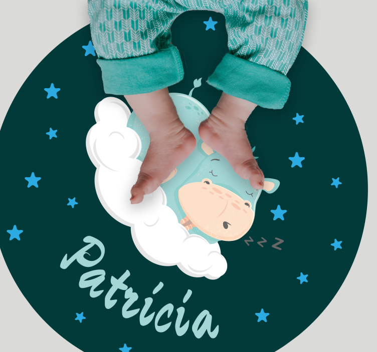 álmos víziló névvel vinil szőnyeg óvodák - TenStickers