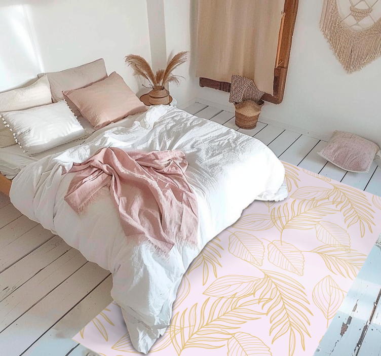 Arany levél mintás overlay vinil szőnyeg virágok és növények - TenStickers