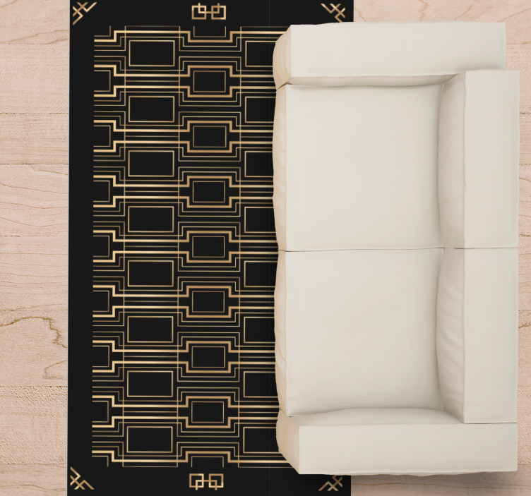 Arany és fekete deco mintás geometrikus szőnyegek - TenStickers