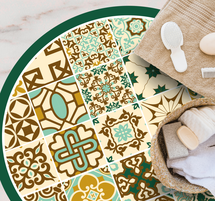 Arany és zöld spanyol csempe fürdőszoba padló - TenStickers