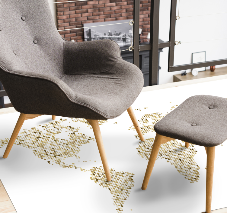 Arany kontinensek fehér háttér megjelenítése szőnyeg - TenStickers