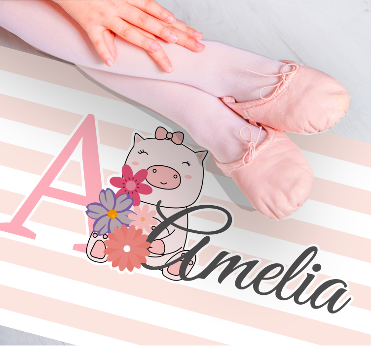 Aranyos disznó illusztráció Vinil szőnyeg nevekkel - TenStickers