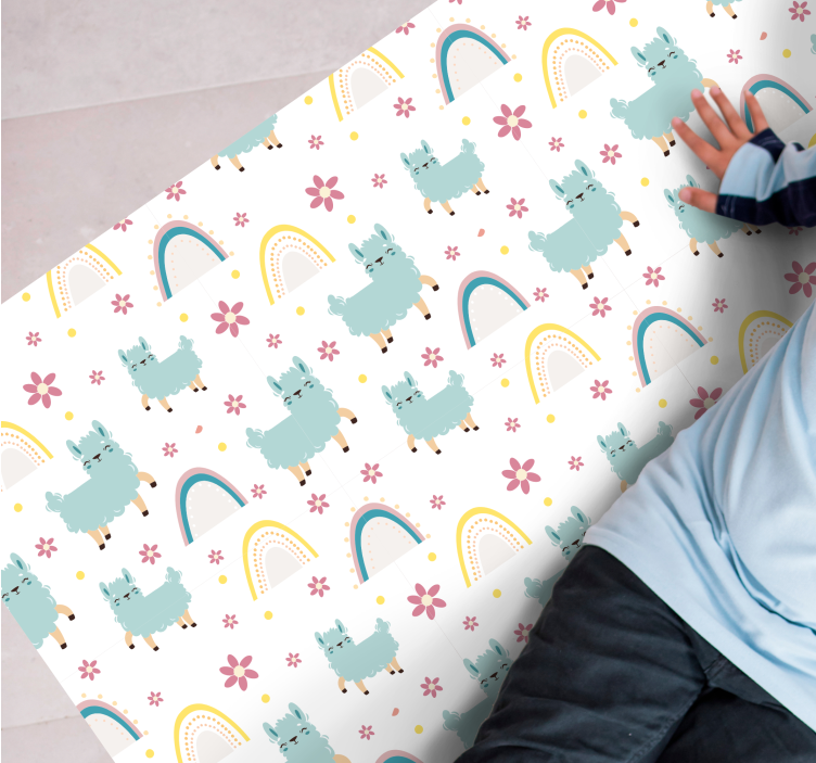 Szivárvány és lámák vinil szőnyeg mások - TenStickers