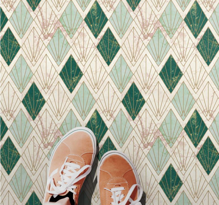 Art deco tengeri zöld mintás csempe szőnyeg - TenStickers