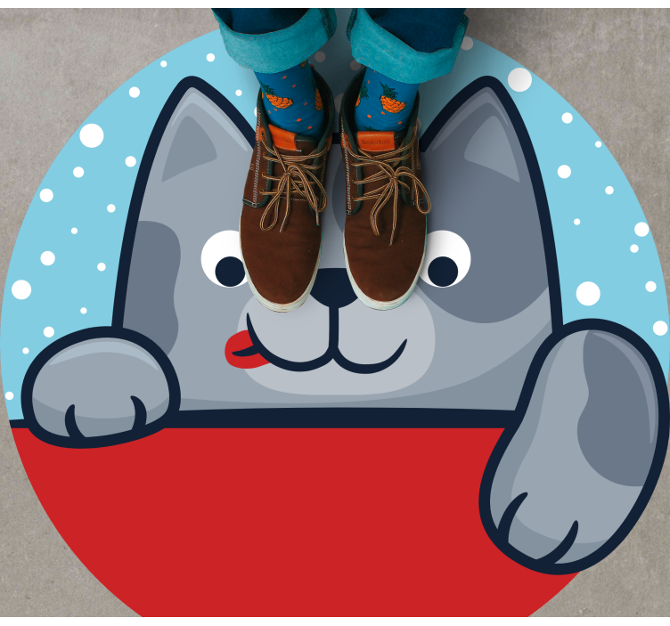 Vinil szőnyeg állat - bájos macska illusztráció - TenStickers