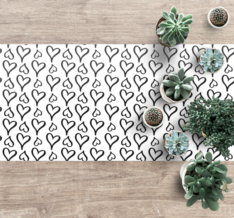 Fekete szív mintás vinil szőnyeg struktúra - TenStickers
