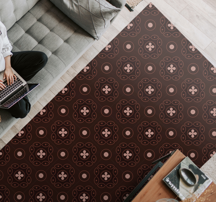 Barna mandala mintás mandala vinyl szőnyeg - TenStickers